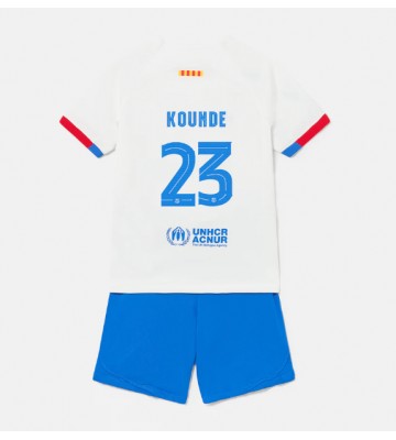 Lacne Dětský Futbalové dres Barcelona Jules Kounde #23 2023-24 Krátky Rukáv - Preč (+ trenírky)